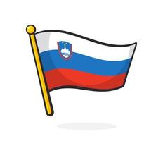 karikaturillustration der flagge von slowenien auf fahnenmast vektor