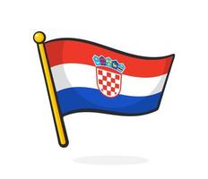 tecknad serie illustration av flagga av kroatien på flaggstång vektor