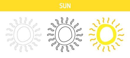 Sol spårande och färg kalkylblad för barn vektor