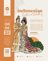 indonesisches hochzeitsereignisbanner in bugis sulawesi handgezeichneter illustration vektor