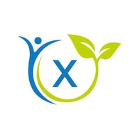 Buchstabe x Logo-Design für das Gesundheitswesen. medizinische Logo-Vorlage. Logo für Fitness und menschliche Gesundheit vektor