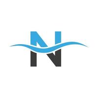 Buchstabe n Logo Zeichen Design Wasserwelle Konzept vektor