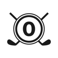 hockey-logo auf buchstabe o vektorvorlage. amerikanisches eishockeyturnier-sportmannschaftslogo vektor