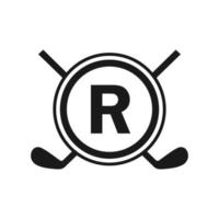 hockey-logo auf der vektorvorlage des buchstabens r. amerikanisches eishockeyturnier-sportmannschaftslogo vektor