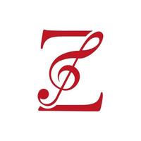 musik logotyp på brev z begrepp. musik notera tecken, ljud musik melodi mall vektor