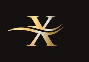 buchstabe x logo zeichen design mit wasserwellenkonzept vektor