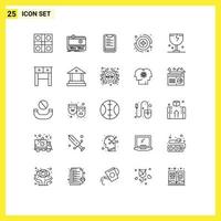 Stock Vector Icon Pack mit 25 Zeilenzeichen und Symbolen für Vorsicht medizinische Plattform Capture Board editierbare Vektordesign-Elemente