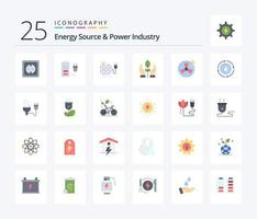 energi källa och kraft industri 25 platt Färg ikon packa Inklusive fläkt. hand. plugg. växt. plugg vektor