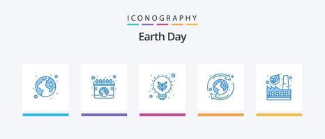 Earth Day Blue 5 Icon Pack inklusive Nuklear. recyceln. Ökologie. natürlich. Erde. kreatives Symboldesign vektor