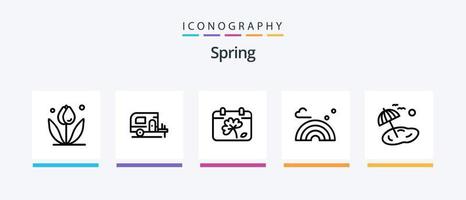 Spring Line 5 Icon Pack inklusive Regenbogen. Feder. Temperatur. Gemüse. Karotte. kreatives Symboldesign vektor