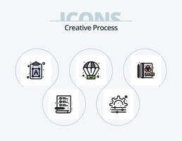 kreative Prozesslinie gefüllt Icon Pack 5 Icon Design. . Kamera. Datei. Prozess. Idee vektor