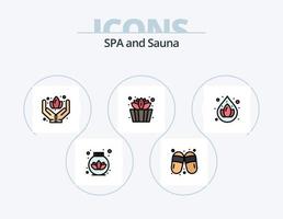 Saunalinie gefüllt Icon Pack 5 Icon Design. . Sauna. Wohlbefinden. Liebe. Herz vektor