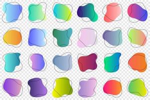 Reihe von abstrakten Grafikdesignelementen. handgezeichnete bunte zufällige fleckensammlung. einfache abgerundete Formen mit trendigen Farbverläufen. Vektor-Illustration vektor