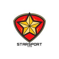 star sport team rot-goldenes logo mit schild vektor