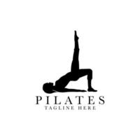 pilates placera kvinna silhuett logotyp design vektor