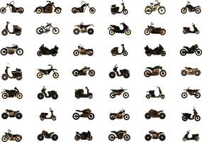 fahrrad- und motorradvektorillustration. Set aus Transportfahrrad und Motorrad vektor