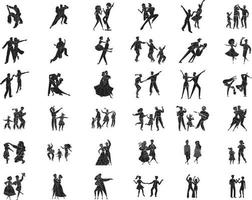 vektor silhuett av människor vem dansa på en vit bakgrund.