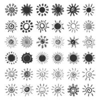 uppsättning doodle solen. designelement. vektor illustration.
