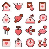 Bundle Sticker Love Pixel Art geeignet für Sticker und Emoticons während Falentin 2 vektor
