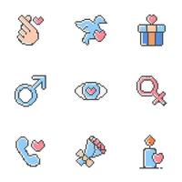 kostenloser Vektor verschiedene Symbol Herzformen Pixel Art Valentine Edition 2