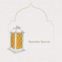 lykta i tecknad serie design med enkel islamic bakgrund för ramadan eller eid mall design vektor