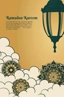 ramadan kareem mall med moln och mandala i hand dragen design vektor