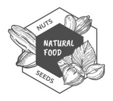 Naturkost, Nüsse und Samen Bio-Lebensmittelvektor vektor