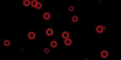 dunkelroter Vektorhintergrund mit Virensymbolen. vektor