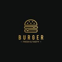 minimalistisk logotyp design burger hamburgare linje konst, restaurang mall vektor