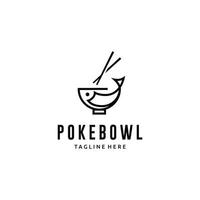 Poke Fish Bowl Food-Logo-Design vektor