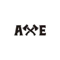 årgång träbearbetning korsa yxa logotyp design, grange skriva ut stämpel, kreativ snickeri skogsarbetare typografi emblem, vektor