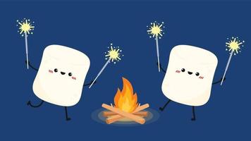 Marshmallow-Karikatur. Marshmallow-Charakterdesign. Marshmallow-Vektor. vektor