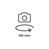 vektor tecken 360 se symbol är isolerat på en vit bakgrund. ikon Färg redigerbar.
