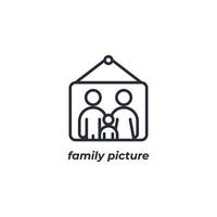 Vektor Zeichen Familienbild Symbol ist auf einem weißen Hintergrund isoliert. Symbolfarbe editierbar.