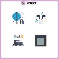 Stock Vector Icon Pack mit 4 Zeilen Zeichen und Symbolen für das Internet der Dinge Auto Weltmusik Mann editierbare Vektordesign-Elemente