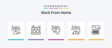 Work from Home Line 5 Icon Pack inklusive Konferenz. online. Arbeiten. Internet. Arbeit. kreatives Symboldesign vektor