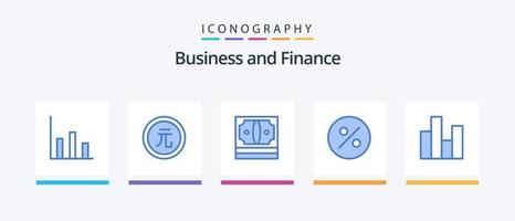 finansiera blå 5 ikon packa Inklusive Diagram. bar. företag. procent. stack. kreativ ikoner design vektor