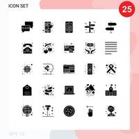 25 solides Glyphenkonzept für mobile Websites und Apps Pfeile reisen Infografik reisender Straßenpfeil editierbare Vektordesignelemente vektor