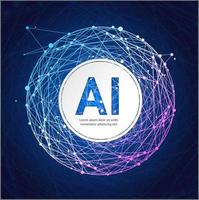 artificiell intelligens kort affisch bakgrund på en mörk blå. vektor