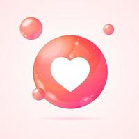 realistisk 3d detaljerad röd bubbla med hjärta form. vektor