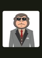 Porträt eines Affen im Business-Anzug, Manager-Affe, Agent, Vektorgrafiken, Illustrationen, Porträts vektor