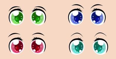 uppsättning av ögon i anime stil vektor