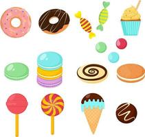 uppsättning av olika typer av sötsaker vektor