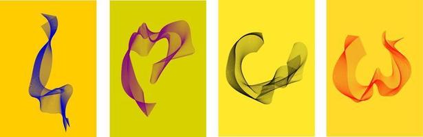 fyra porträtt av abstrakt mönster symboliserar de ord kärlek vektor