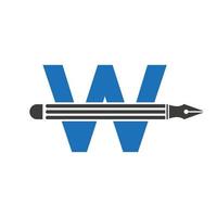 brev w med penna logotyp design begrepp för konst designer logotyp arkitekter logotyp vektor mall