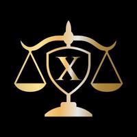 anfangsbuchstabe x kanzleilogo. legales Logo und Anwaltskonzept vektor