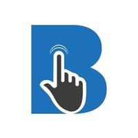 Buchstabe b Finger klicken Logo Vektor Vorlage Konzept für Technologiesymbol