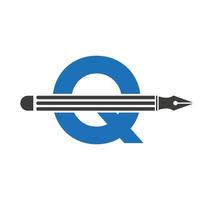 brev q med penna logotyp design begrepp för konst designer logotyp arkitekter logotyp vektor mall