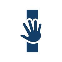 buchstabe i hand logo konzept für handpflege, zeichen für wohltätigkeit und spendenlogo symbol vektorvorlage vektor