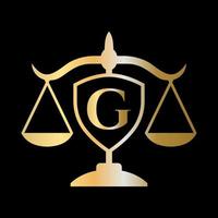 anfangsbuchstabe g kanzleilogo. legales Logo und Anwaltskonzept vektor